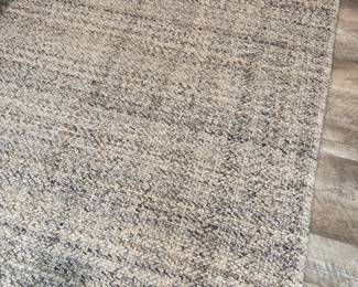 Wool area rug (9' x 11') - woven - grey, cream and provencal blue