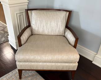 Baker armchairs with cane backs and upholstered interior and seats - matched set of 2 available