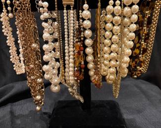 Costume necklaces - pearls, gold-tone, and neutrals - great for an updated to spring neutrals