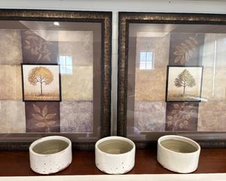 Crate & Barrel pottery dishes, set of 2 prints - framed