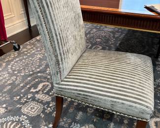 Another view of the upholstered side chairs with nail-head detail (2)