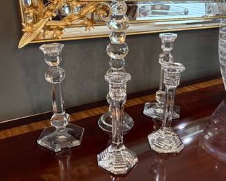 Crystal Candle holders:  VSO (set of 2), Waterford (set of 2), vintage crystal (single one)