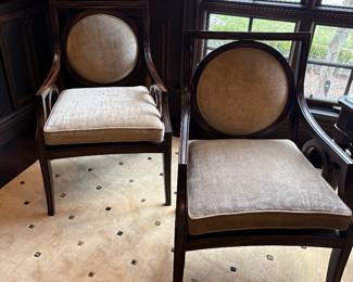Design Center wood armchairs with upholstered sets - excellent condition - matched set of 2 available