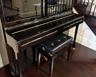 Another view of the Kawai black lacquer upright piano - K3 #2590083