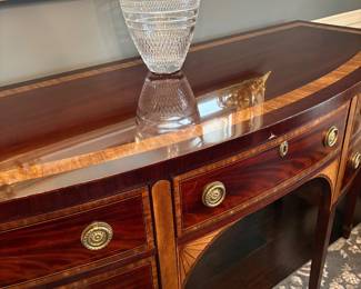 Baker Demilune sideboard and shown with Waterford vase - large