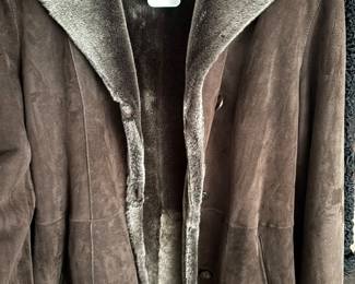 Women's shearling coat - size S - M - grey/brown