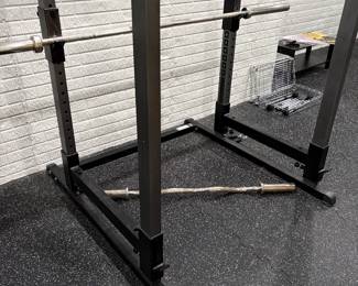 ParaBody Squat rack with two bars and weights on rack - sold as a set
