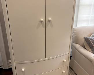 Another view of the ivory wardrobe cabinet with 2 lower drawers