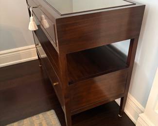Another view of the Baker table with 2 drawers and gold mirrored top