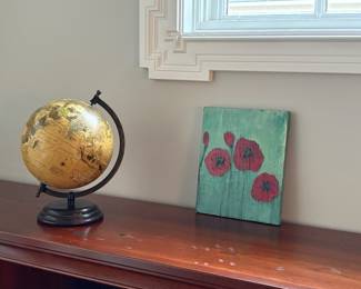 student globe and acrylic on canvas