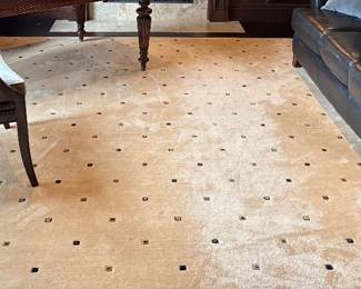 Wool area rug - (12' x 12') - camel with modern black square detail - excellent condition 