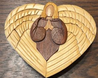 Wooden Heart Puzzle Box