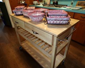 Portable Kitchen Island with Temp-tations Oven Ware
