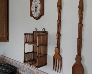 Large wooden fork and spoon