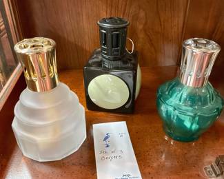 Three vintage lamp bergers (fragrance oil burners)