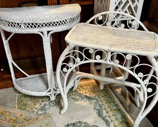 Vintage wicker vanity table, console table/plant stand