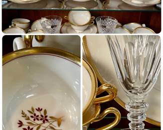 Vintage China set by Lenox, Hawkes crystal stemware