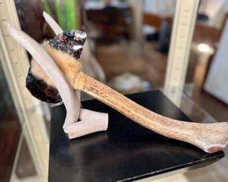 Handmade primitive style display act with custom stand