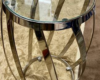Contemporary glass and chrome side table