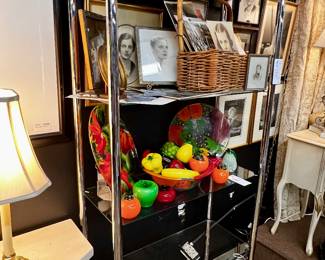 4- tier chrome and glass shelf