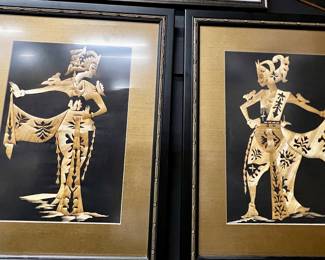 Pair of framed vintage Straw Marquerty 
