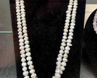 Long potato pearl necklace