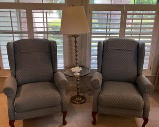 Blue wing back recliners 