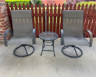 Swivel chairs, table