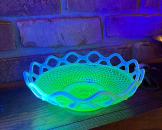 Uranium glass candy dish 