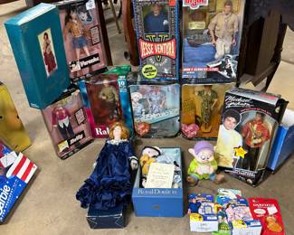 Collectible dolls, G.I. Joe, Michael Jackson, etc.