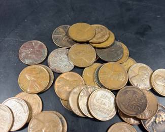 Unsearched collection of wheat pennies