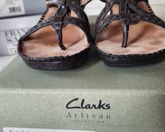 Clark's Black Leather Sandal, sz 7