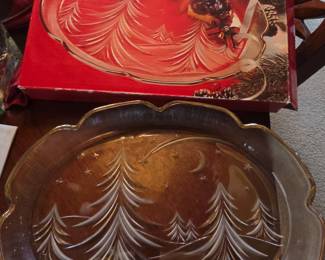 Glass Serving Plate - Winter Trees motif