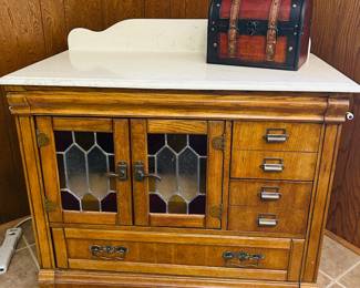 Stanley Marble Topped  Antique-Look Cabinet