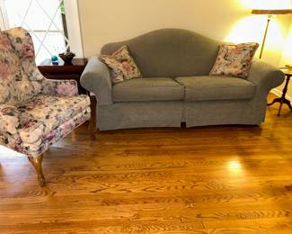 Sofa and Coordinating Wing Back Chair