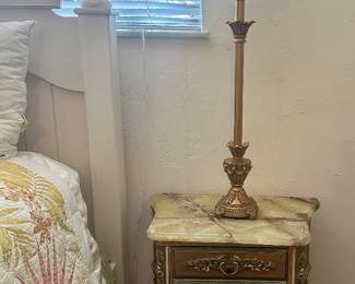 The nightstand was sold. The pair of lamps are still available for purchase.