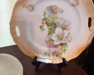 Antique Bavarian-style lusterware porcelain plate, likely produced in Germany during the early 20th century.