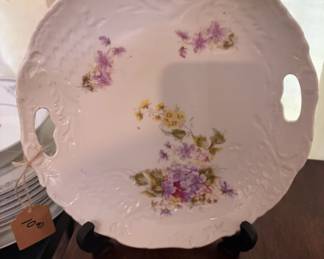 Antique porcelain serving dish, likely manufactured by Carl Tielsch in Altwasser, Germany between 1875 and 1900.