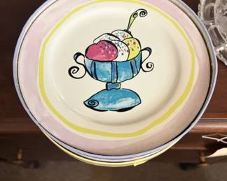 Rosanna stoneware ice cream dessert plates, often found as a set of four with their original box.