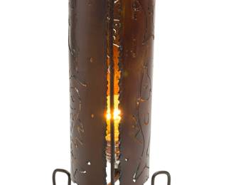 Artist Made Rustic Metal Pierced Fish Lamp - Unique Handmade Decor