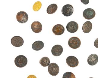 Lot of 44 Antique US Military Uniform Buttons - Civil War Era & Earlier