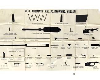 Rare 1949 Browning M1918A2 BAR .30 Cal Disassembly Mat Military Training Aid