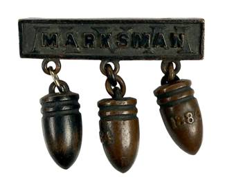 Vintage 1880s US Army Marksman Proficiency Badge with 1884-86 Bullets