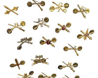 Vintage US Military Insignia Pins Lot: Infantry, Artillery, Cavalry Branch