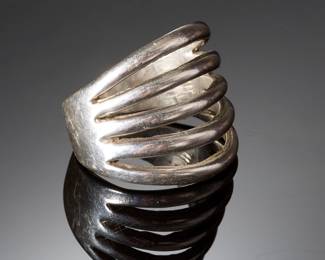 Rare White Hogan George Kee Navajo Modernist Sterling Silver Ring Size 8