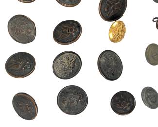 Large Lot of Vintage US Military Uniform Buttons - Army, Navy Insignia, Makers Marks