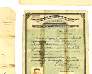 WWI US Marine Corps Roger E. Alcott Document Archive & Seaman's Certificate