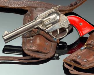 Vintage Gene Autry Cap Gun Holster Set, Double Holsters, Circa 1950s Toy