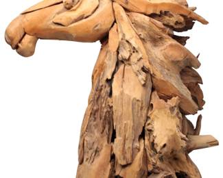 Life Size Artist Made Driftwood Horse Head Sculpture - Unique Natural Wood Art