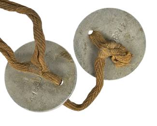 WWI US Army Dog Tags, Oliver J. Smith, Serial No. 41880, Original Cord